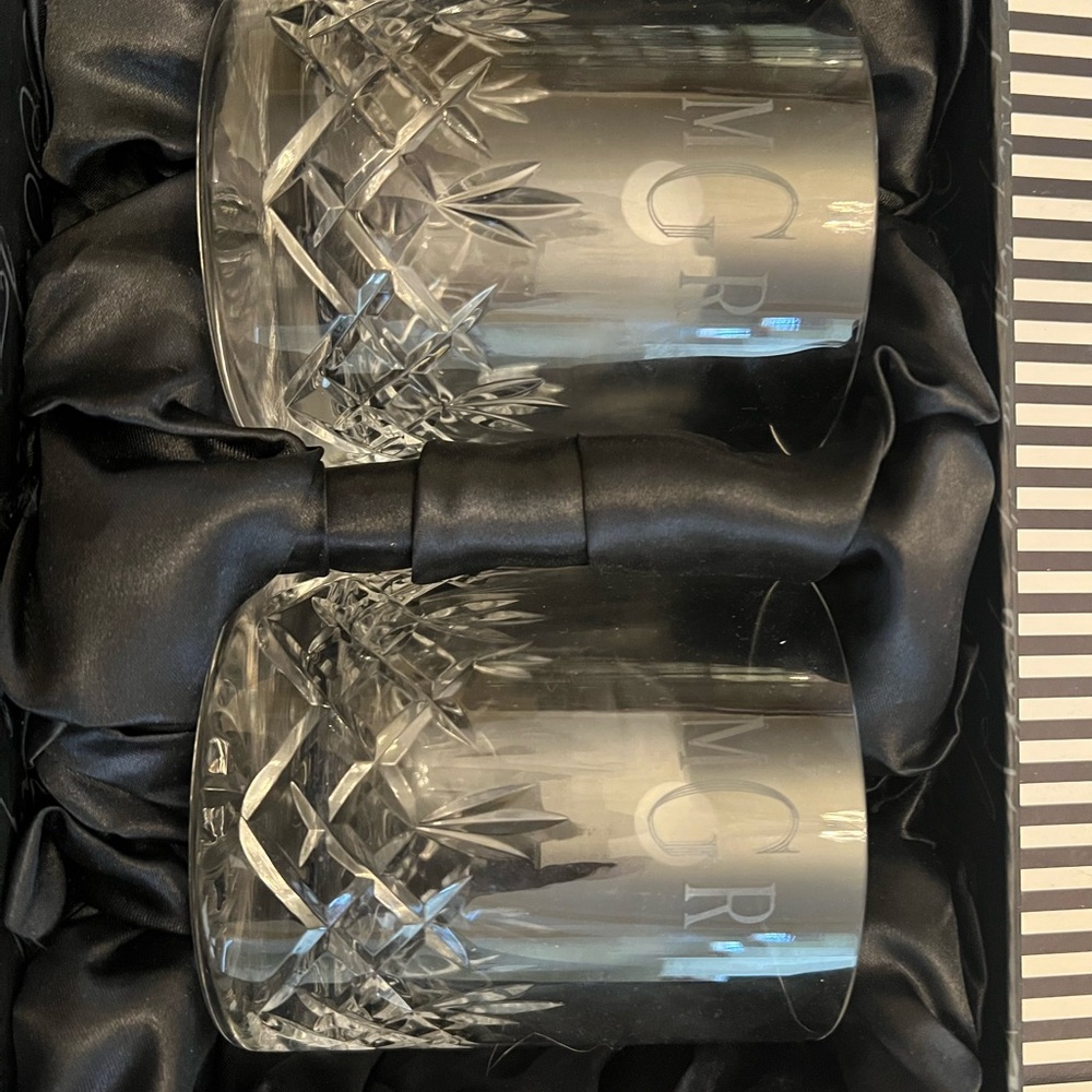 Things remembered “MRG” monogram Crystal Whiskey Glass Set